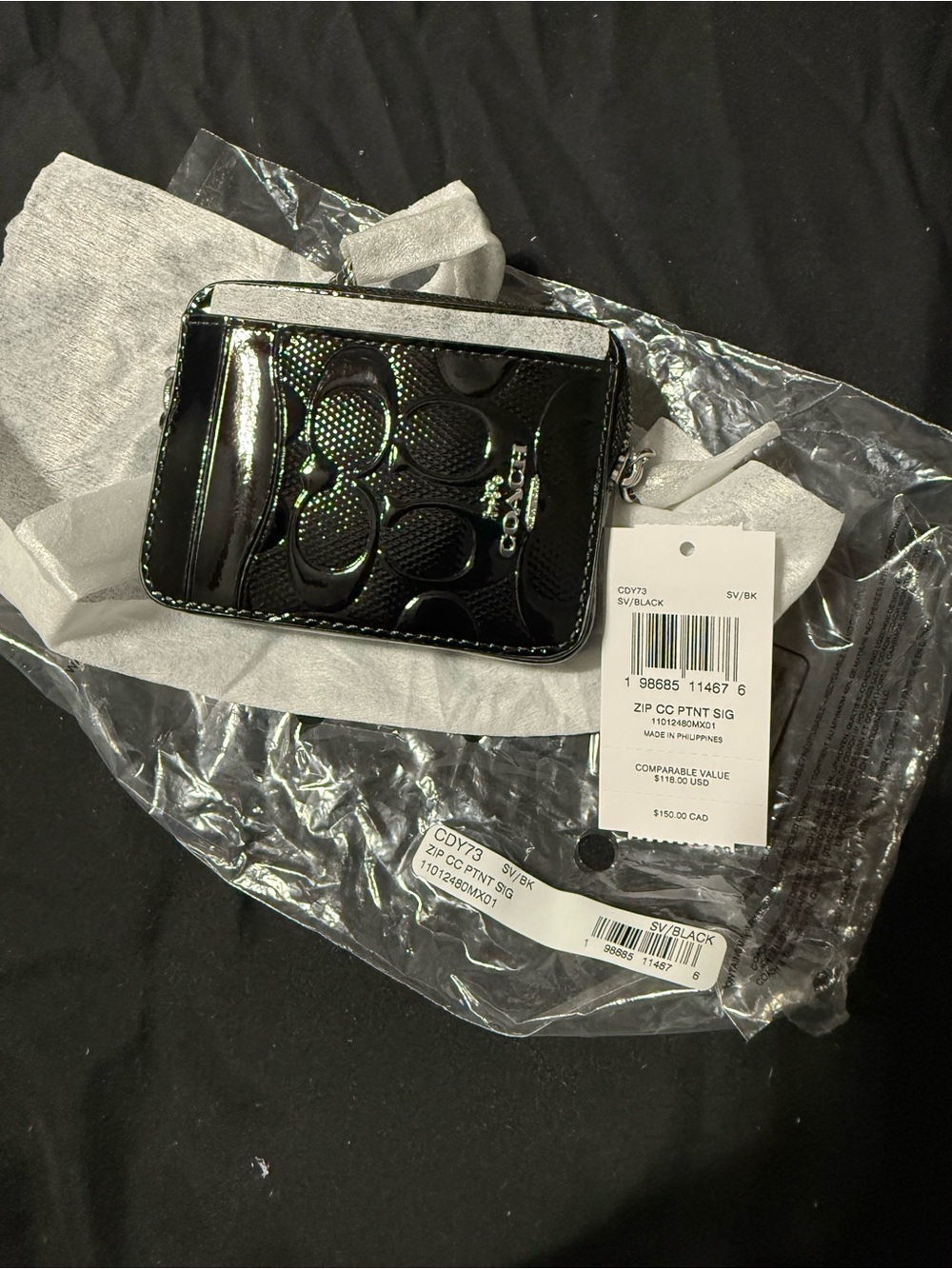 Coach Outlet Zip Card Case In Signature Leather With Heart Charm - Picture 4 of 6